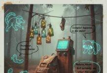 10 Budget-Friendly Eco Hostels for Conscious Backpackers Eco-fail adventures: backpack, solar charger, lanterns, flip-flop.