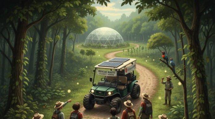 Top 10 Eco Tours That Help Save the Planet While You Travel Eco-tour group in forest, geodesic dome ahead.