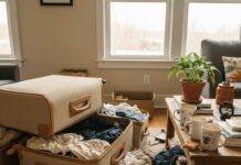 Best Eco-Friendly Luggage for Sustainable Jet-Setters Messy room, eco-friendly luggage, chaotic unpacking.