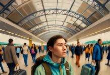 Sustainable Travel Fashion: Where Style Meets Ethics Me in sustainable gear, chaotic airport stumble.