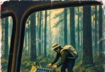 Eco-Conscious Travel: 7 Myths Debunked for a Greener Journey Glitchy forest view of eco-gear chaos.