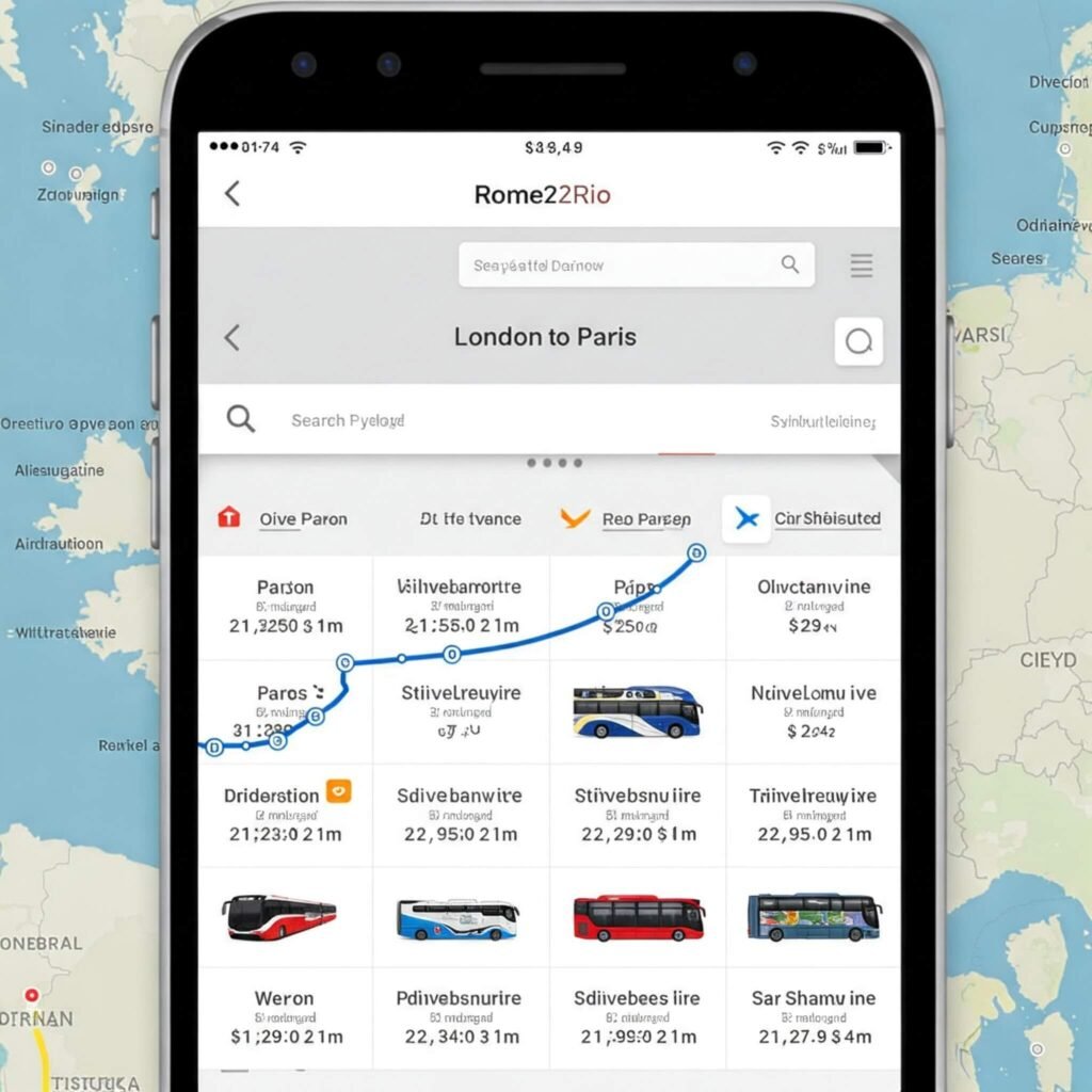 Rome2Rio App Transport Options