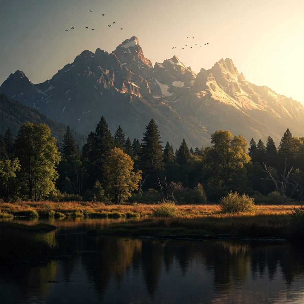 Mountain Lake Forest Panorama
