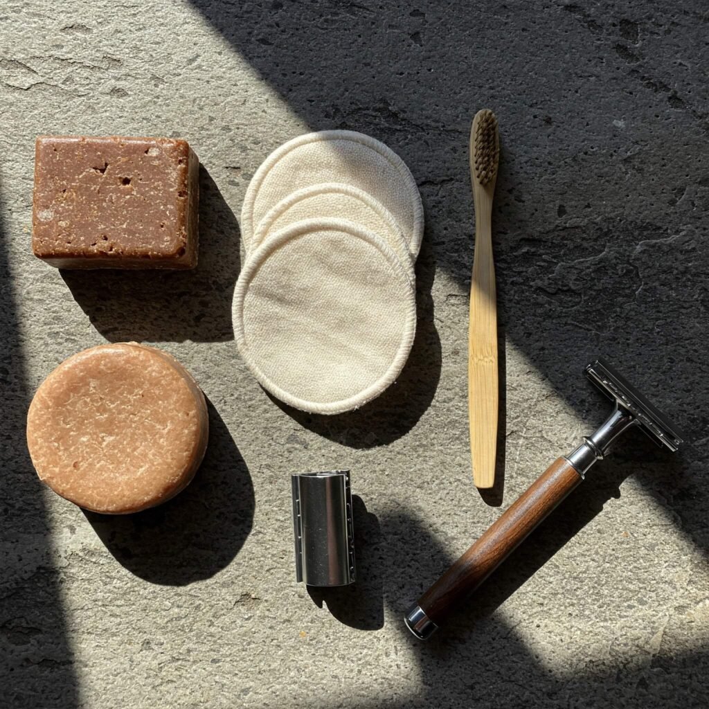 Plastic-Free Toiletries Flat Lay