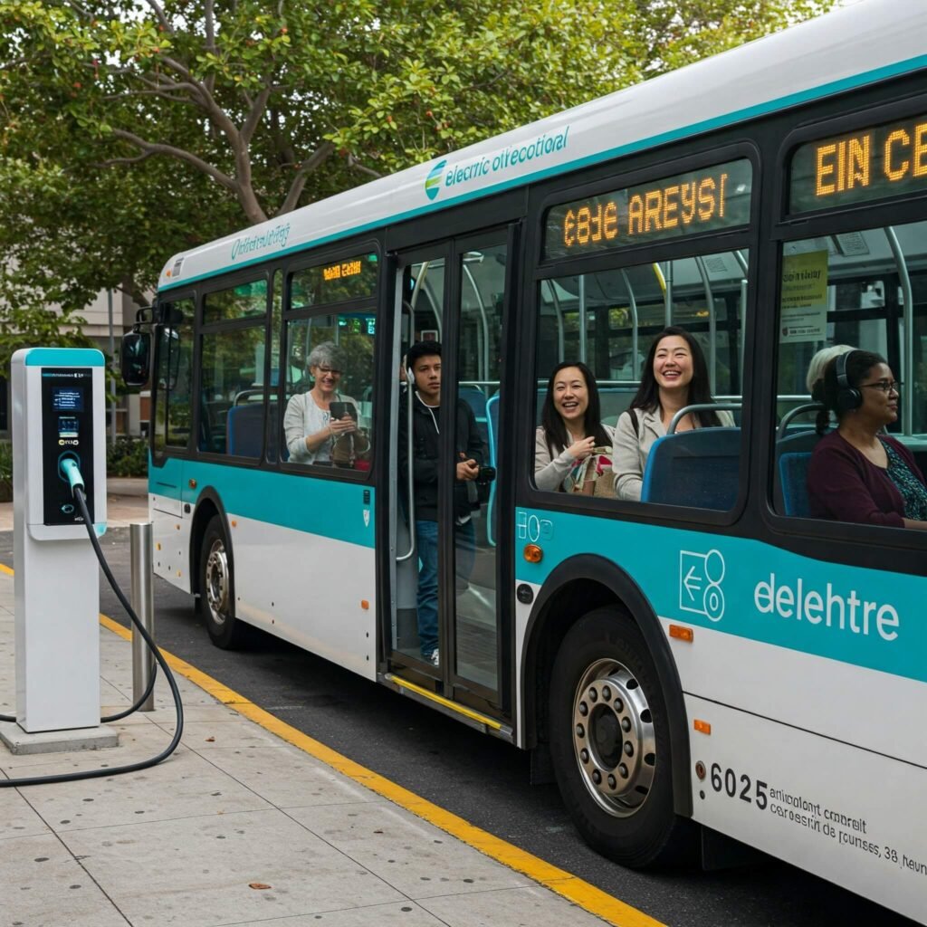 Diverse Passengers Electric Bus
