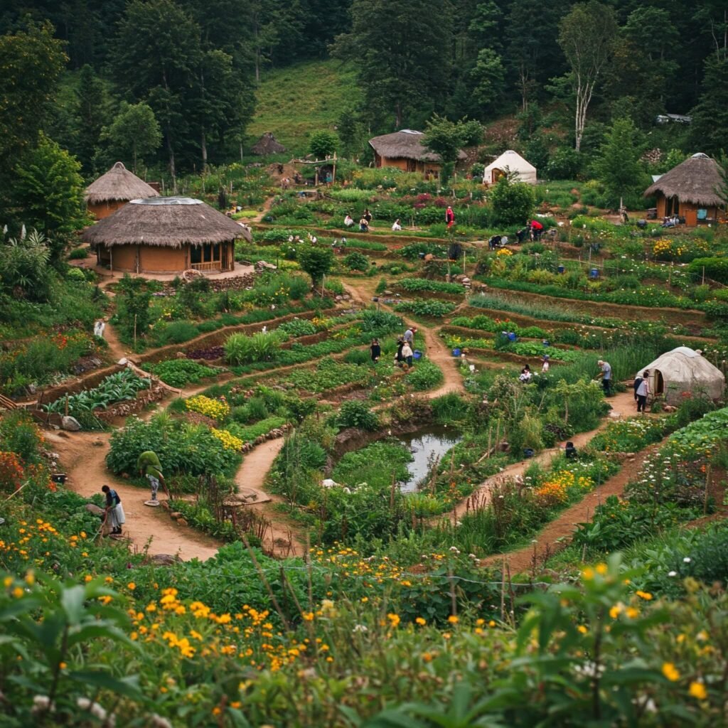 Permaculture retreat panoramic view