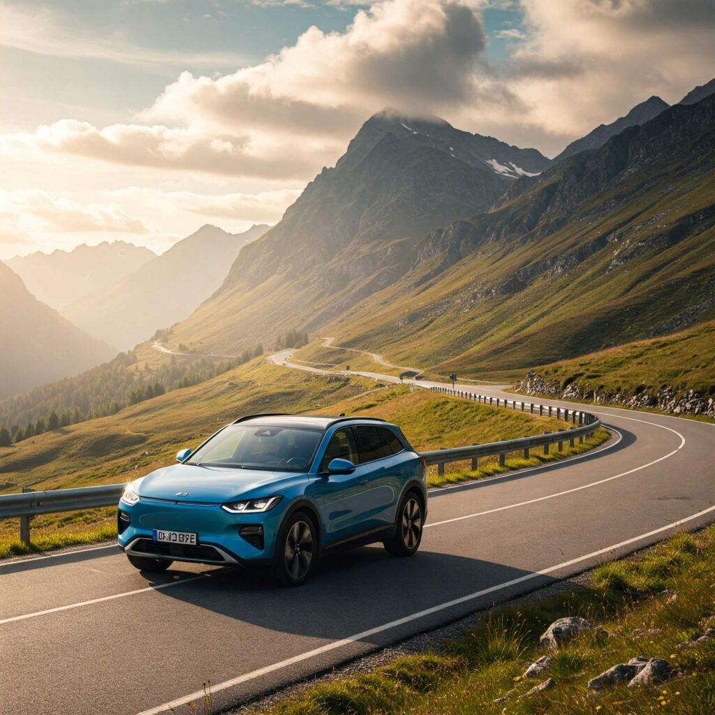 Electric SUV Mountain Road