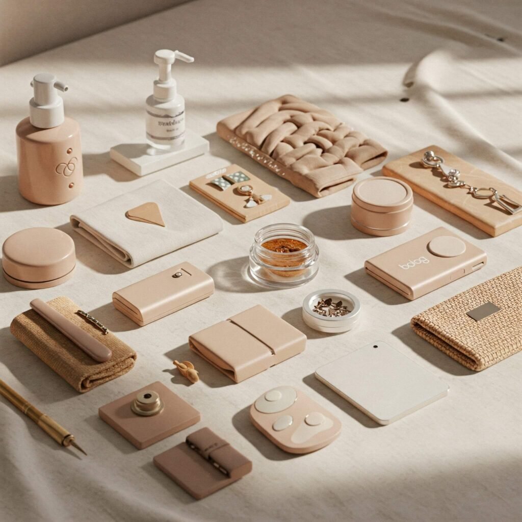 Organized Reusable Travel Products Flat Lay