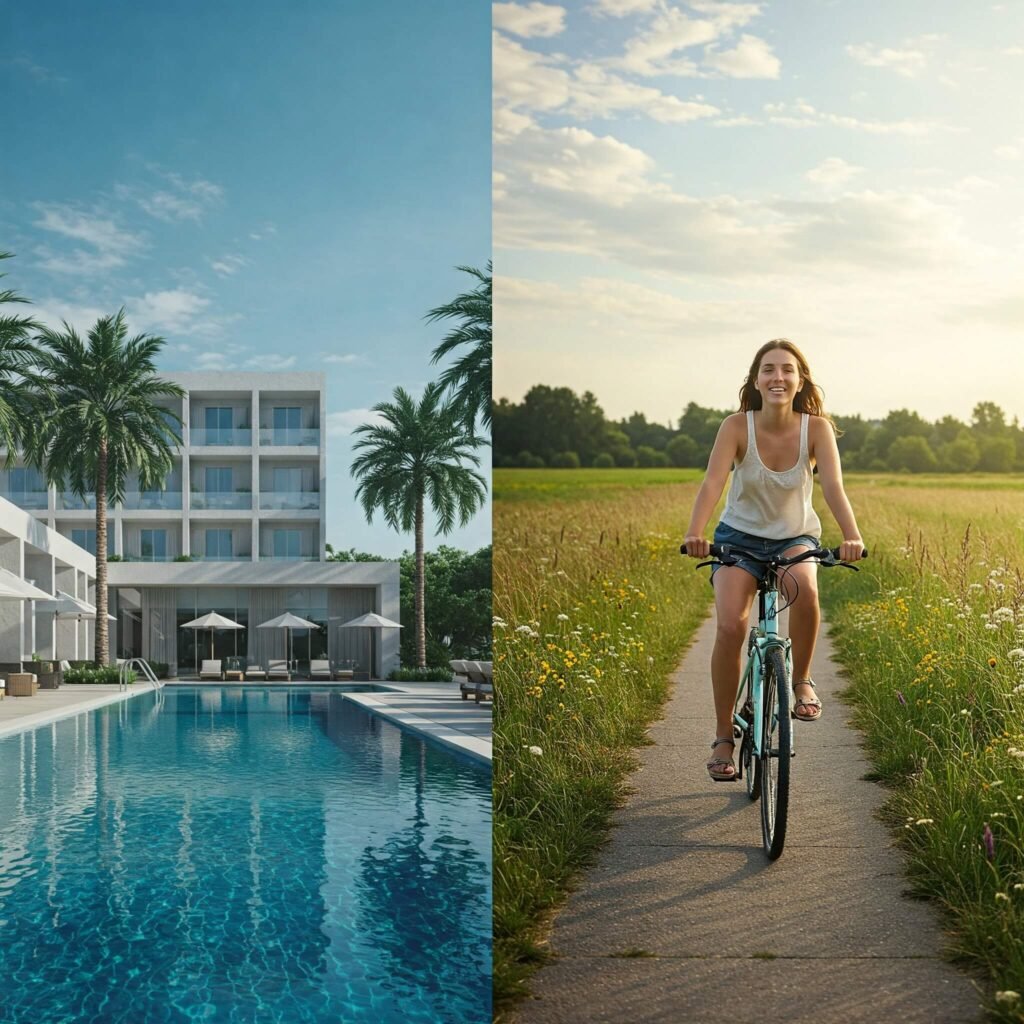 Luxury resort vs. scenic bike ride