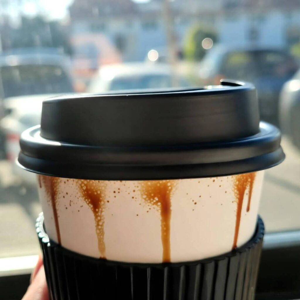 Stained mug fails zero waste coffee run.