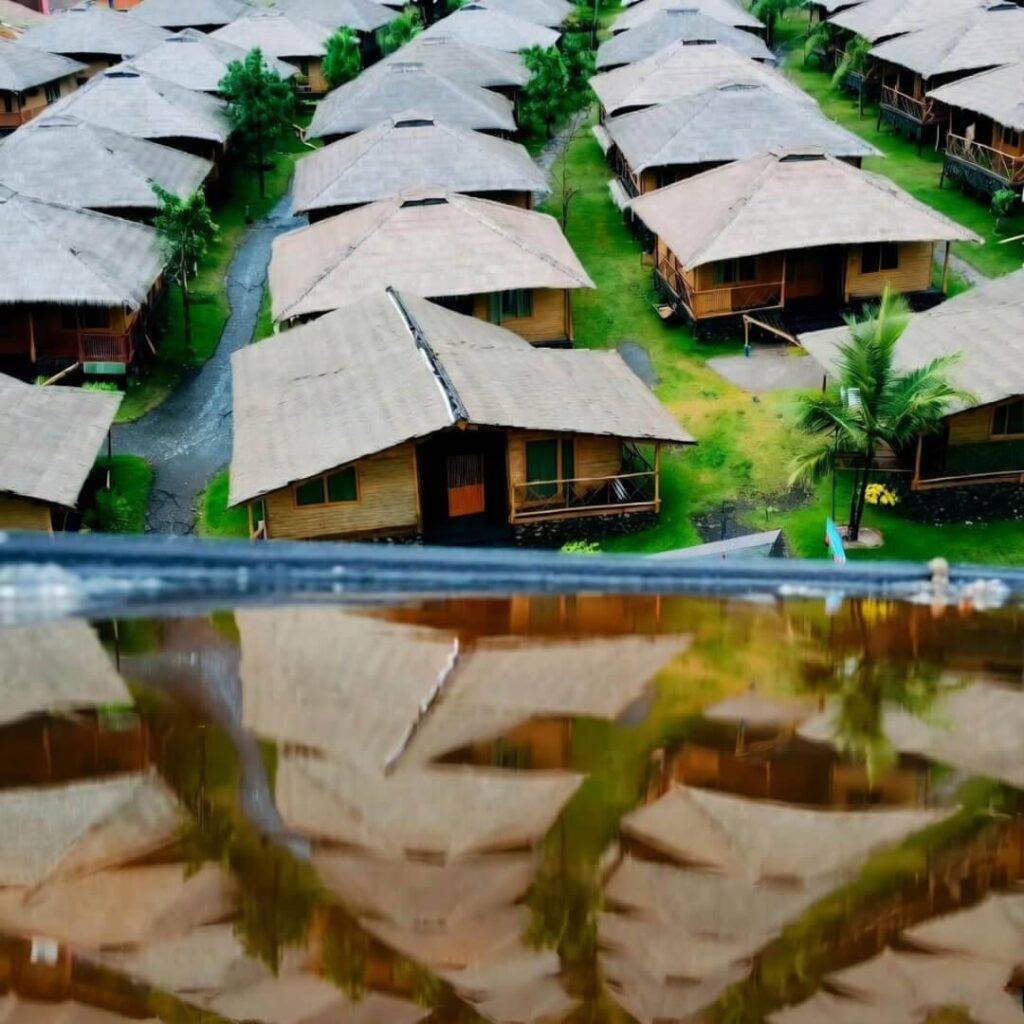 Overhead mess of an ecotourism spot I visited, with my dumb shadow in the mix.