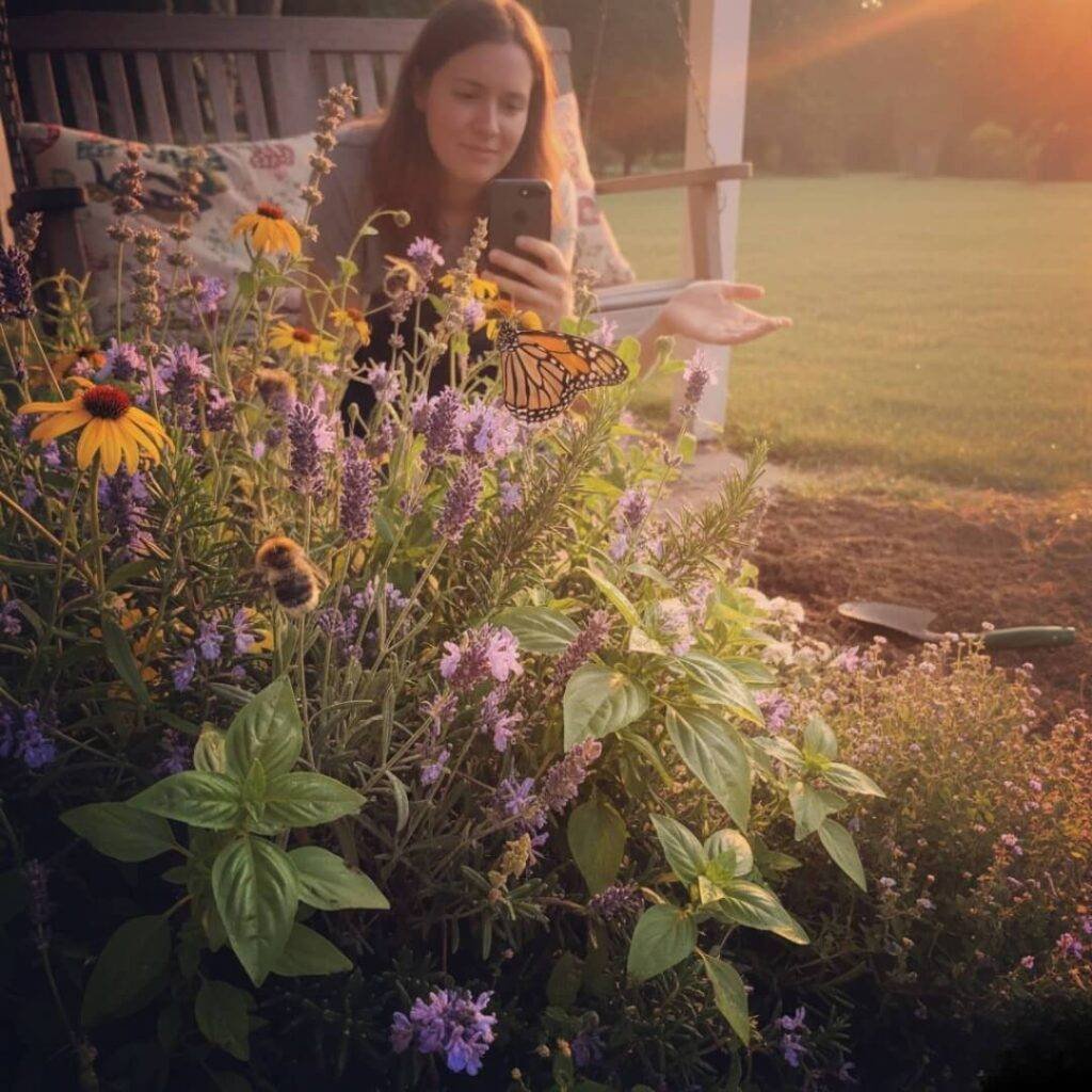 Herb garden selfie, accidentally weeded wrong patch.