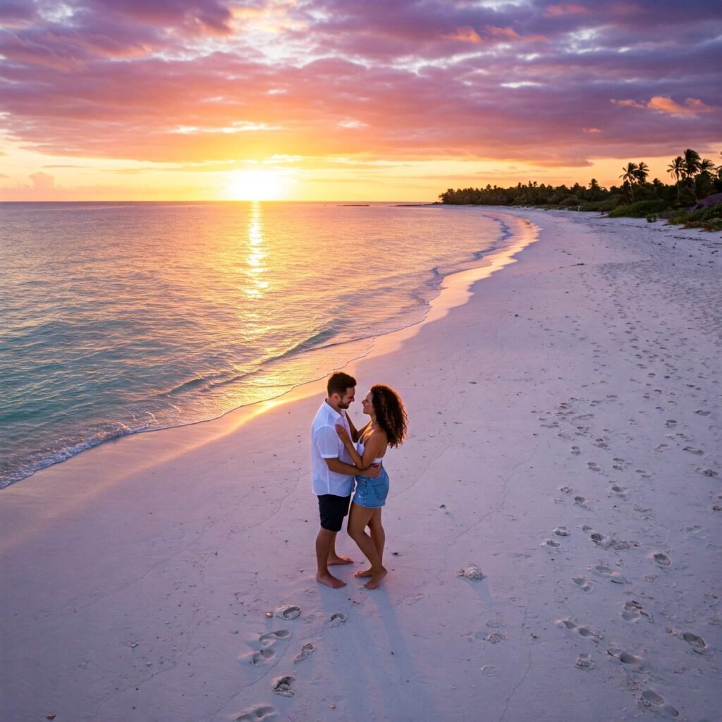 Couple Enjoying Beach Sunset