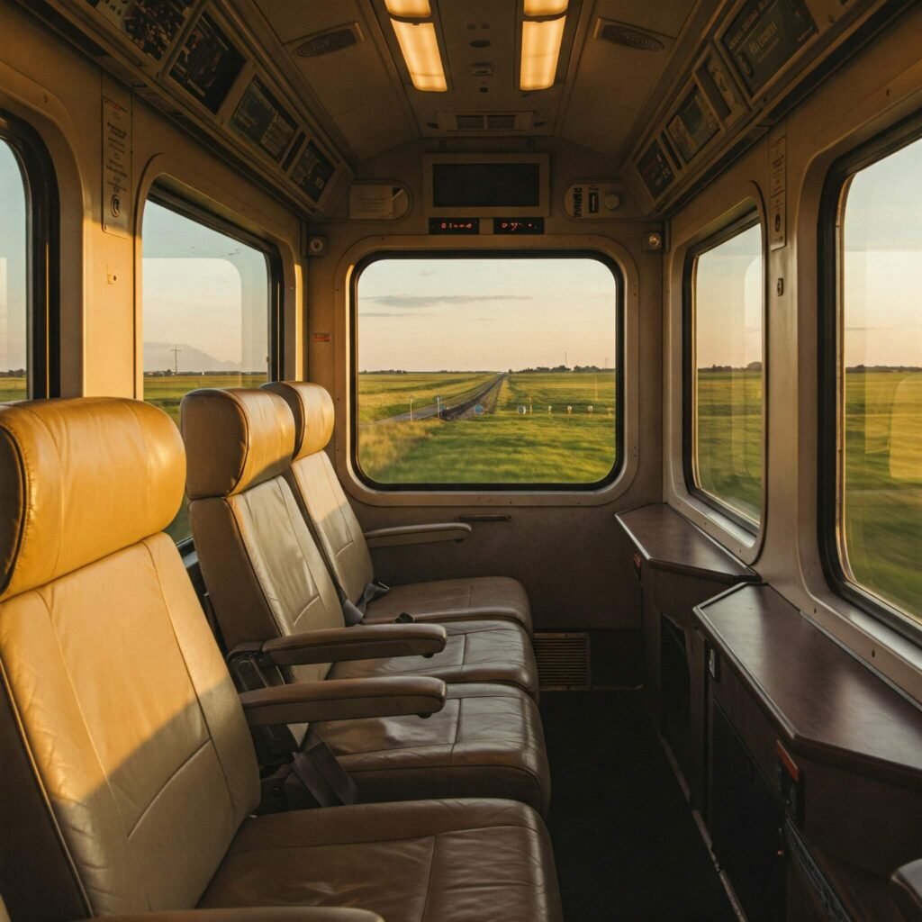 Comfortable train interior, USA.