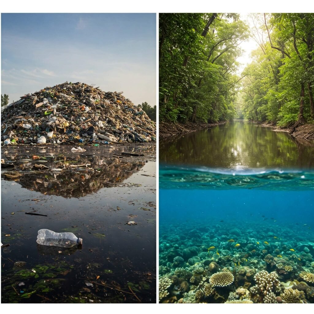 Landfill & Ocean Visual Contrast