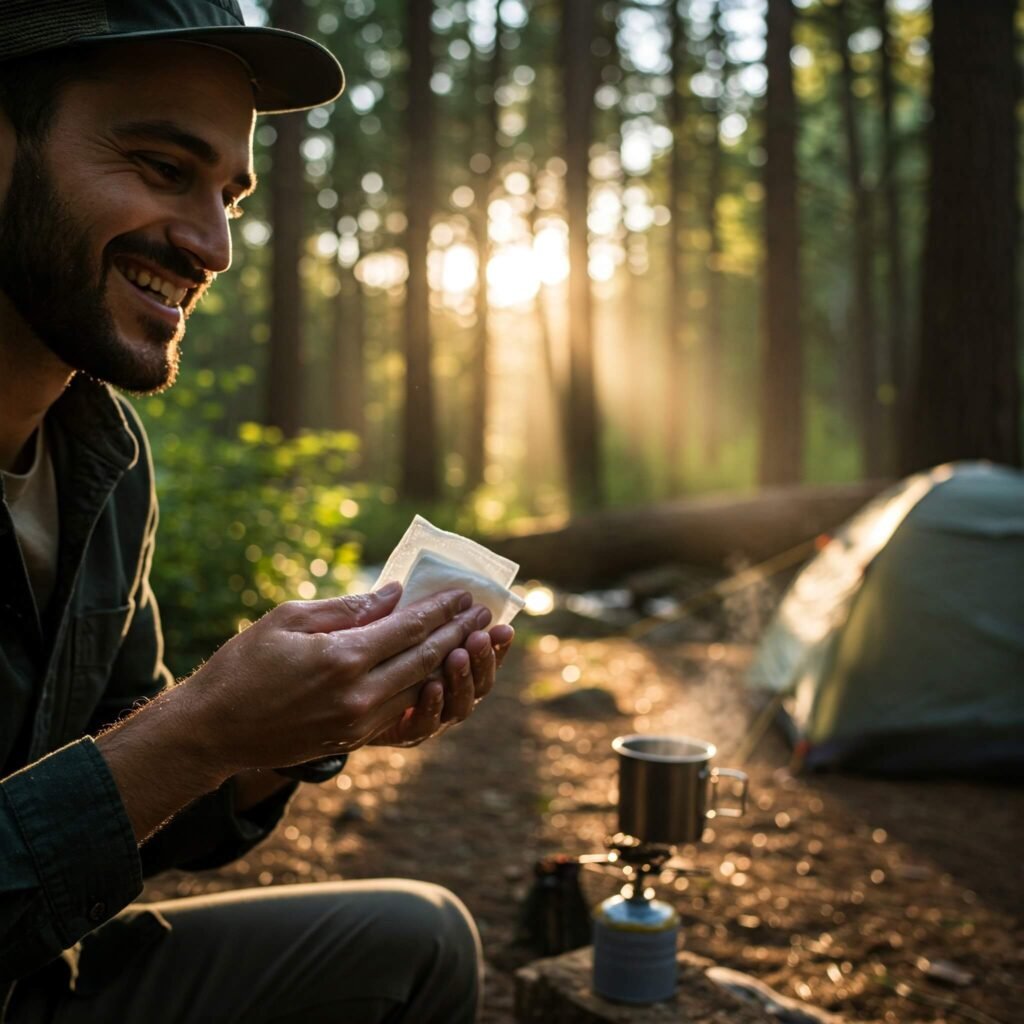 Biodegradable soap sheets at campsite