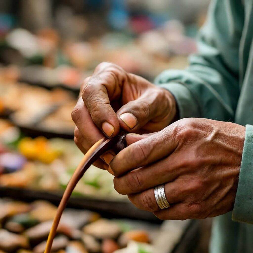 Hands-on ecotourism moment with locals, my awkward angle because I almost dropped everything.