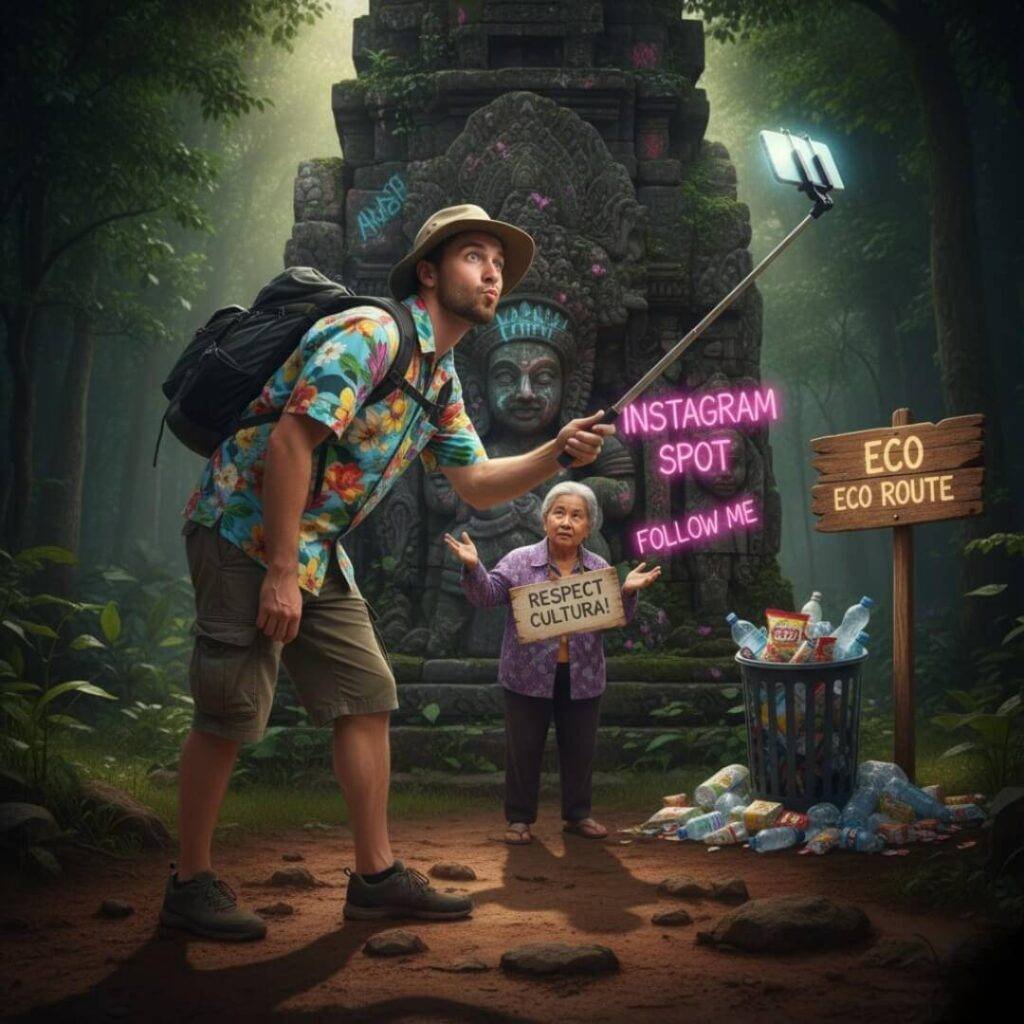 Tourist selfie fail: disrespecting cultural eco norms