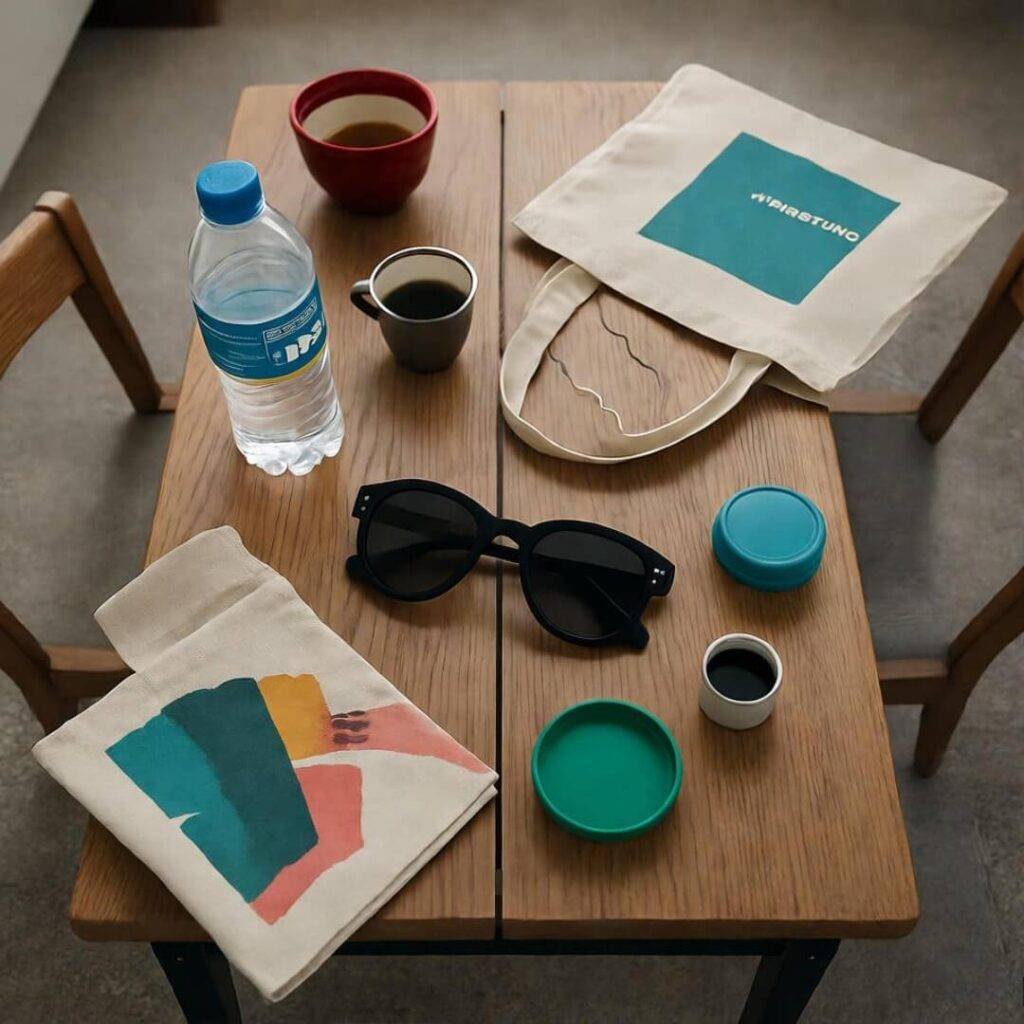 My chaotic Brooklyn table while packing reusables.