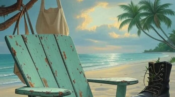 10 Inspiring Ways to Make Your Next Vacation Truly Eco-Friendly Dreamy beach twilight, slouched chair, eco items, hopeful vibe.