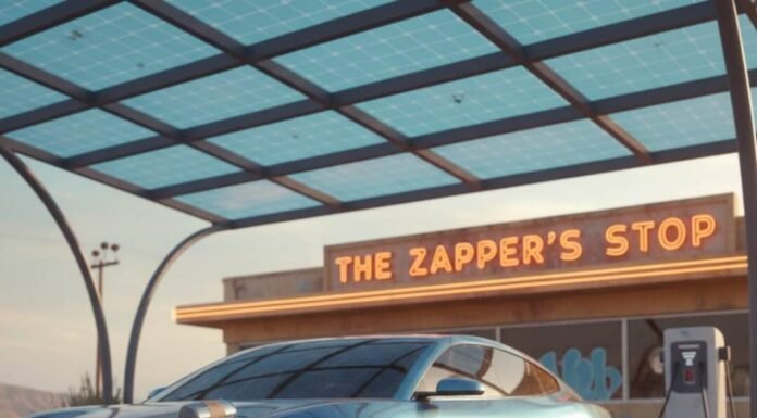 The Best Electric Vehicle Rentals for Your Next Green Getaway EV, diner, roadrunner, coffee mug, desert.