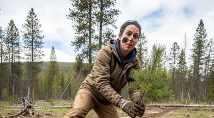 Volunteer Vacations: Travel While Giving Back to Nature Volunteer planting sapling in mud, looking surprised.