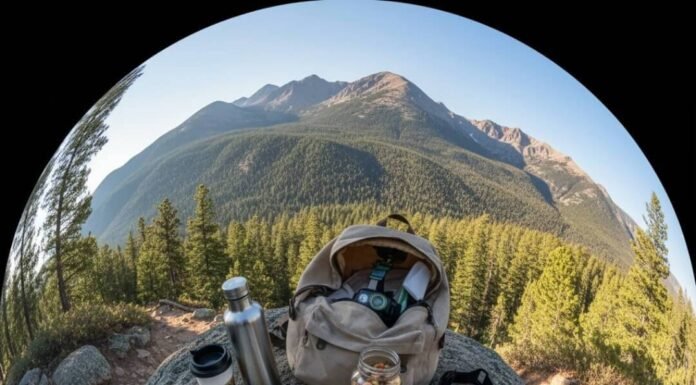 The Ultimate Zero Waste Packing List for Conscious Travelers Hike gear chaos on a mossy Colorado rock.