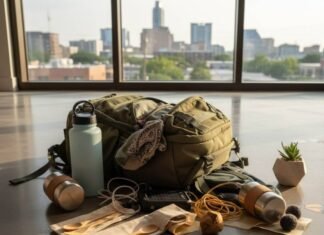 Sustainable Travel Gear You Didn’t Know You Needed Sustainable travel gear barfing out of a backpack.