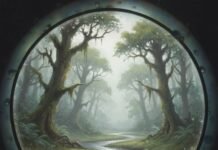 Top 15 Low Impact Travel Destinations to Visit This Year Foggy binoculars view of lone hiker in lush forest.