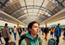 Sustainable Travel Fashion: Where Style Meets Ethics Me in sustainable gear, chaotic airport stumble.