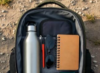 Can You Travel Sustainably on a Budget? (Spoiler: Yes!) Messy backpack with eco gear on dusty trail.