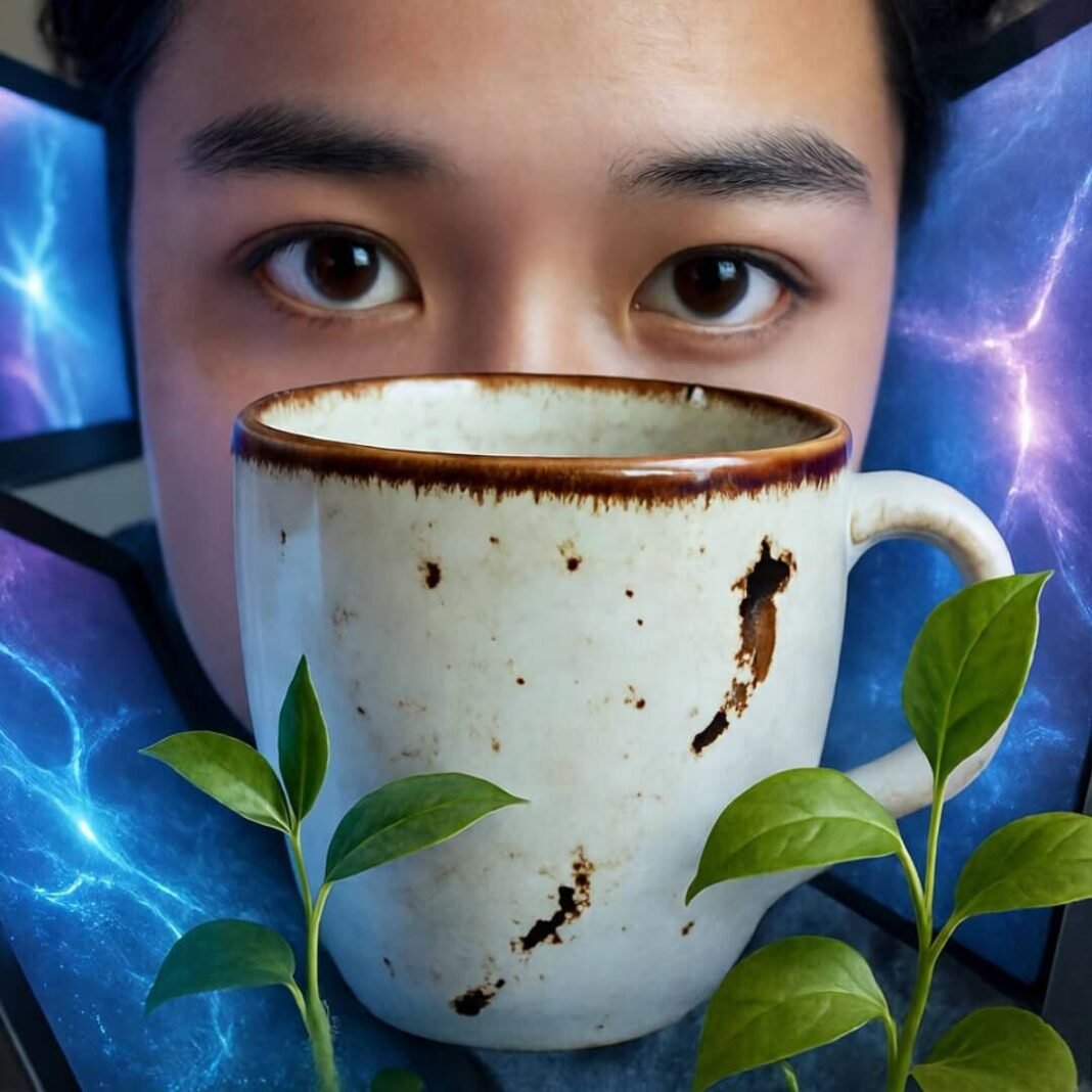 Trippy TikTok eco-travel scene with tech-meets-nature vibes.